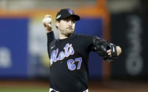 NEW YORK, NEW YORK – OCTOBER 07: Seth Lugo #67 of the New York Mets pitches during the seventh inning of Game One of the NL Wild Card Series against the San Diego Padress at Citi Field on October 07, 2022 in the Flushing neighborhood of the Queens borough of New York City. (Photo by Sarah Stier/Getty Images)