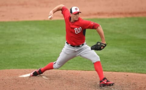 Craig Stammen #35 of the Washington Nationals throws a pitch during a spring training game against the Atlanta Braves at Champion Stadium on March 6, 2015 in Lake Buena Vista, Florida. (Photo by Stacy Revere/Getty Images)