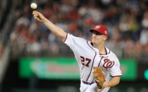 Jordan Zimmermann #27 of the Washington Nationals pitches against the New York Mets at Nationals Park on September 8, 2015 in Washington, DC. (Photo by G Fiume/Getty Images)