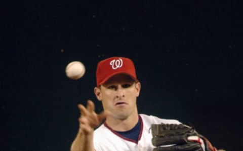 Rick Short of the Washington Nationals fields a ground ball during a game against the Florida Marlins on September 7, 2005 at RFK Stadium in Washington D.C. The Marlins defeated the Nationals 4-2. (Photo by Mitchell Layton/MLB Photos via Getty Images)