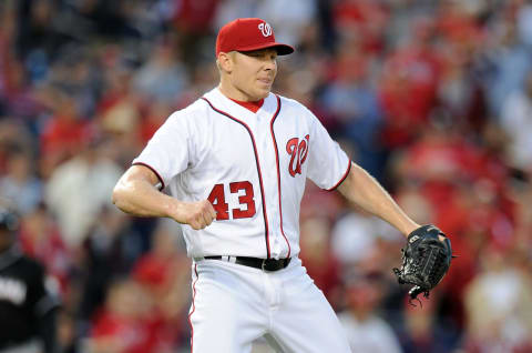 Mark Melancon #43 of the Washington Nationals celebrates after a victory against the Miami Marlins at Nationals Park on October 2, 2016, in Washington, DC. (Photo by G Fiume/Getty Images)