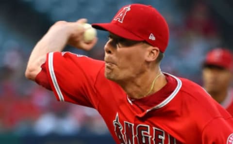 Alex Meyer #23 of the Los Angeles Angels in the game against the Washington Nationals at Angel Stadium of Anaheim on July 19, 2017 in Anaheim, California. (Photo by Jayne Kamin-Oncea/Getty Images)