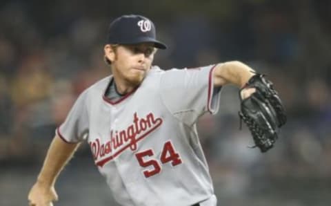 Mike MacDougal #54 of The Washington Nationals pitches against The New York Yankees on June 18th, 2009 at Yankee Stadium in the Bronx Borough of New York. (Photo by Al Bello/Getty Images)