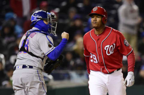 WASHINGTON, DC – APRIL 08: Pedro Severino #29 of the Washington Nationals strikes out looking with the bases loaded in the bottom of the ninth inning against the New York Mets. (Photo Patrick McDermott of Getty Images)