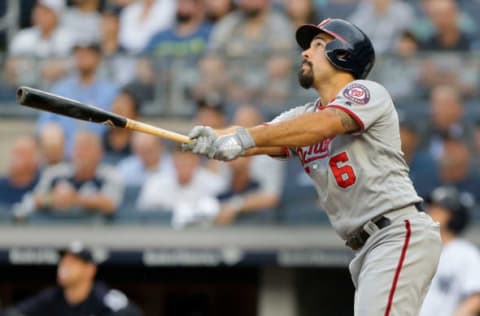 NEW YORK, NY – JUNE 13: Anthony Rendon #6 of the Washington Nationals follows through on a first-inning run-scoring sacrifice fly against the New York Yankees at Yankee Stadium on June 13, 2018, in the Bronx borough of New York City. (Photo by Jim McIsaac/Getty Images)