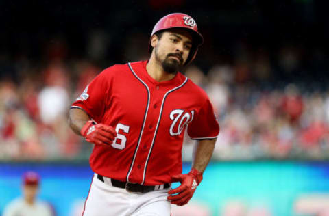 Anthony Rendon of the Washington Nationals rounds the bases after hitting a solo home run against the Philadelphia Phillies at Nationals Park on June 23, 2018, in Washington, DC. (Photo by Rob Carr/Getty Images)