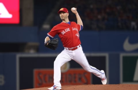 TORONTO, ON – JULY 1: J.A. Happ #33 of the Toronto Blue Jays delivers a pitch in the first inning during MLB game action against the Detroit Tigers at Rogers Centre on July 1, 2018, in Toronto, Canada. (Photo by Tom Szczerbowski/Getty Images)