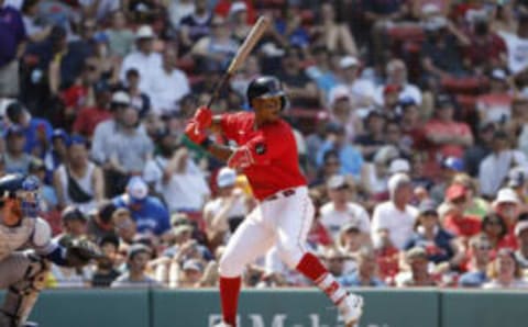 BOSTON, MA – JULY 24: Jeter Downs #20 of the Boston Red Sox at bat against the Toronto Blue Jays during the fifth inning at Fenway Park on July 24, 2022 in Boston, Massachusetts. (Photo By Winslow Townson/Getty Images)