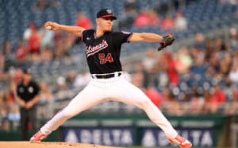 WASHINGTON, DC – AUGUST 26: Cade Cavalli #54 of the Washington Nationals pitches in the first inning of his major league debut against the Cincinnati Reds at Nationals Park on August 26, 2022 in Washington, DC. (Photo by G Fiume/Getty Images)