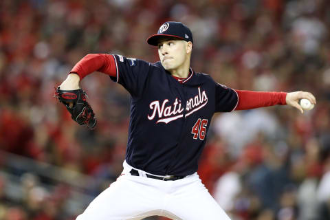 WASHINGTON, DC – OCTOBER 15: Patrick  Corbin #46 of the Washington Nationals delivers a pitch in the first inning against the St. Louis Cardinals during game four of the National League Championship Series at Nationals Park on October 15, 2019 in Washington, DC. (Photo by Rob Carr/Getty Images)