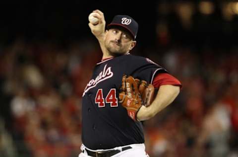 WASHINGTON, DC – OCTOBER 27: Daniel Hudson #44 of the Washington Nationals delivers the pitch against the Houston Astros during the eighth inning in Game Five of the 2019 World Series at Nationals Park on October 27, 2019 in Washington, DC. (Photo by Patrick Smith/Getty Images)