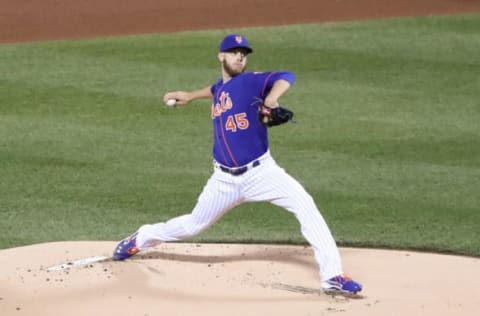 Apr 23, 2017; New York City, NY, USA; New York Mets starting pitcher Zack Wheeler (45) pitches during the first inning against the Washington Nationals at Citi Field. Mandatory Credit: Anthony Gruppuso-USA TODAY Sports