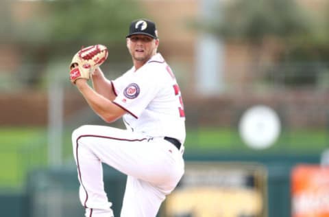 Nov 3, 2016; Glendale, AZ, USA; Glendale Desert Dogs pitcher Austin Voth of the Washington Nationals against the Scottsdale Scorpions during an Arizona Fall League game at Camelback Ranch. Mandatory Credit: Mark J. Rebilas-USA TODAY Sports