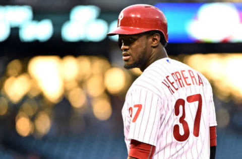 Jul 5, 2016; Philadelphia, PA, USA; Philadelphia Phillies center fielder Odubel Herrera (37) during game Atlanta Bravesa at Citizens Bank Park. The Phillies defeated the Braves, 5-1. Mandatory Credit: Eric Hartline-USA TODAY Sports