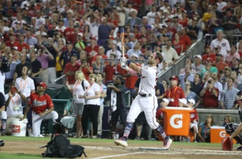 WASHINGTON, DC – JULY 16: Bryce Harper #34 during the T-Mobile Home Run Derby at Nationals Park on July 16, 2018 in Washington, DC. (Photo by Rob Carr/Getty Images)