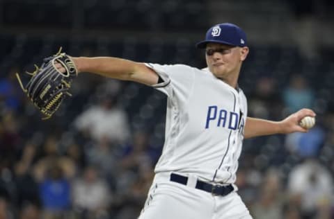 SAN DIEGO, CA – AUGUST 30: Eric Lauer #46 of the San Diego Padres pitches in the first inning against the Colorado Rockies at PETCO Park on August 30, 2018 in San Diego, California. (Photo by Denis Poroy/Getty Images)