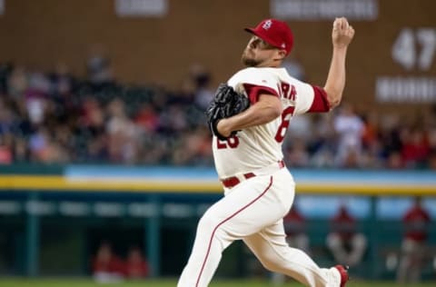 DETROIT, MI – SEPTEMBER 08: Bud Norris #26 of the St. Louis Cardinals pitches in the bottom of the ninth inning during a MLB game against the Detroit Tigers at Comerica Park on September 8, 2018 in Detroit, Michigan. The Tigers defeated the 4-3. (Photo by Dave Reginek/Getty Images)