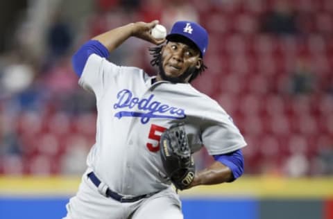 CINCINNATI, OH – SEPTEMBER 11: Pedro Baez #52 of the Los Angeles Dodgers pitches in the seventh inning of the game against the Cincinnati Reds at Great American Ball Park on September 11, 2018 in Cincinnati, Ohio. The Reds won 3-1. (Photo by Joe Robbins/Getty Images)