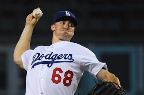 LOS ANGELES, CA – SEPTEMBER 21: Ross Stripling #68 of the Los Angeles Dodgers pitches in the first inning of the game against the San Diego Padres at Dodger Stadium on September 21, 2018, in Los Angeles, California. (Photo by Jayne Kamin-Oncea/Getty Images)