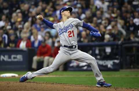 MILWAUKEE, WI – OCTOBER 20: Walker Buehler #21 of the Los Angeles Dodgers throws a pitch against the Milwaukee Brewers during the fourth inning in Game Seven of the National League Championship Series at Miller Park on October 20, 2018, in Milwaukee, Wisconsin. (Photo by Jonathan Daniel/Getty Images)