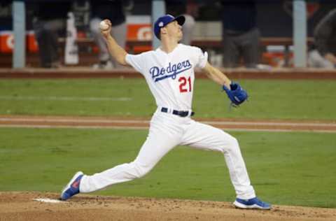 LOS ANGELES, CA – OCTOBER 26: Walker Buehler #21 of the Los Angeles Dodgers delivers the pitch during the third inning against the Boston Red Sox in Game Three of the 2018 World Series at Dodger Stadium on October 26, 2018 in Los Angeles, California. (Photo by Jeff Gross/Getty Images)