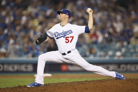 LOS ANGELES, CA – OCTOBER 26: Alex Wood #57 of the Los Angeles Dodgers delivers the pitch against the Boston Red Sox during the eighteenth inning in Game Three of the 2018 World Series at Dodger Stadium on October 26, 2018 in Los Angeles, California. (Photo by Ezra Shaw/Getty Images)