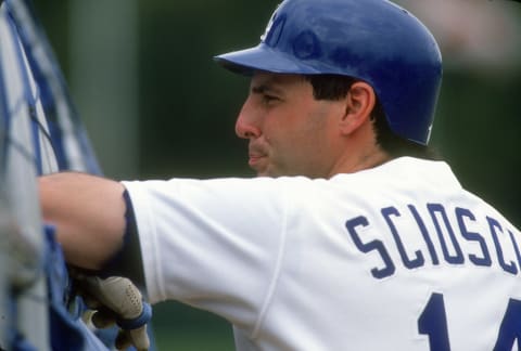 LOS ANGELES, CA – CIRCA 1981: Mike Scioscia #14 of the Los Angeles Dodgers looks on during batting practice prior to the start of a Major League Baseball game circa 1981 at Dodger Stadium in Los Angeles, California. Scioscia played for the Dodgers from 1980-92. (Photo by Focus on Sport/Getty Images)