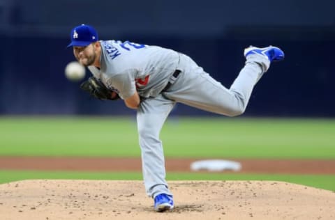 SAN DIEGO, CALIFORNIA – MAY 03: Clayton Kershaw #22 of the Los Angeles Dodgers pitches during the first inning of a game against the San Diego Padres at PETCO Park on May 03, 2019 in San Diego, California. (Photo by Sean M. Haffey/Getty Images)