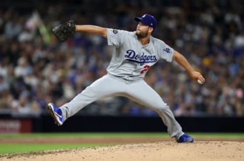 SAN DIEGO, CALIFORNIA – MAY 03: Clayton Kershaw #22 of the Los Angeles Dodgers pitches during the third inning of a game against the San Diego Padres at PETCO Park on May 03, 2019 in San Diego, California. (Photo by Sean M. Haffey/Getty Images)