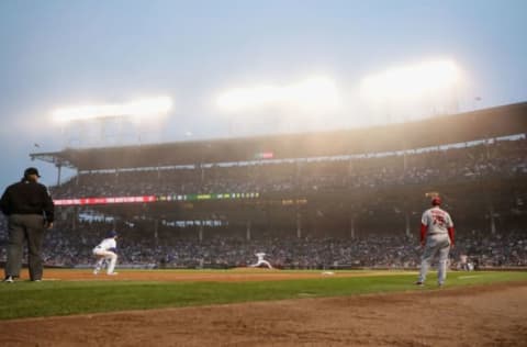 CHICAGO, ILLINOIS – JUNE 09: Fog rolls in off of Lake Michigan in the 7th inning as the Chicago Cubs take on the St. Louis Cardinals at Wrigley Field on June 09, 2019 in Chicago, Illinois. (Photo by Jonathan Daniel/Getty Images)