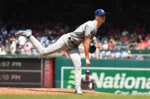 WASHINGTON, DC – JULY 28: Walker Buehler #21 of the Los Angeles Dodgers pitches in the third inning during a baseball game against the Washington Nationals at Nationals Park on July 28, 2019 in Washington, DC. (Photo by Mitchell Layton/Getty Images)