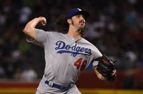 PHOENIX, ARIZONA – JUNE 26: Tony Gonsolin #46 of the Los Angeles Dodgers delivers a first-inning pitch against of the Arizona Diamondbacks at Chase Field on June 26, 2019, in Phoenix, Arizona. It is Gonsolin’s MLB debut. (Photo by Norm Hall/Getty Images)