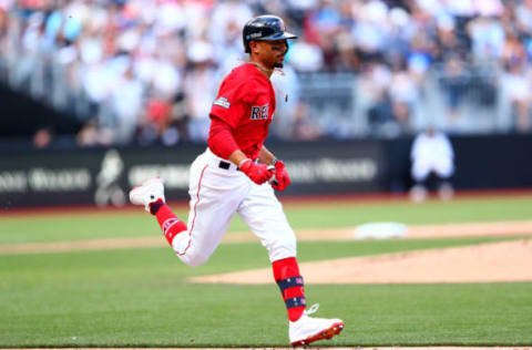 LONDON, ENGLAND – JUNE 30: Mookie Betts #50 of the Boston Red Sox runs between bases during the MLB London Series game between Boston Red Sox and New York Yankees at London Stadium on June 30, 2019 in London, England. (Photo by Dan Istitene/Getty Images)