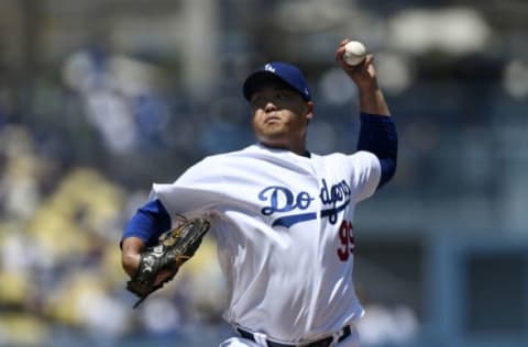 LOS ANGELES, CA – AUGUST 11: Hyun-Jin Ryu #99 of the Los Angeles Dodgers throws a pitch against Arizona Diamondbacks during the first inning at Dodger Stadium on August 11, 2019 in Los Angeles, California. (Photo by Kevork Djansezian/Getty Images)