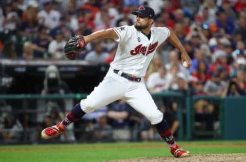 CLEVELAND, OHIO – JULY 09: Brad Hand #33 of the Cleveland Indians during the 2019 MLB All-Star Game at Progressive Field on July 09, 2019 in Cleveland, Ohio. (Photo by Gregory Shamus/Getty Images)