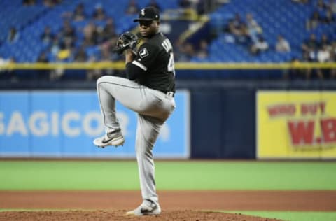 ST. PETERSBURG, FLORIDA – JULY 20: Alex Colome #48 of the Chicago White Sox pitches to the Tampa Bay Rays in the 11th inning of a baseball game at Tropicana Field on July 20, 2019 in St. Petersburg, Florida. (Photo by Julio Aguilar/Getty Images)