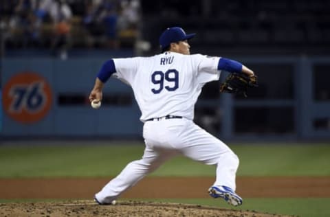 LOS ANGELES, CA – SEPTEMBER 04: Pitcher Hyun-Jin Ryu #99 of the Los Angeles Dodgers throws against the Colorado Rockies during the fourth inning at Dodger Stadium on September 4, 2019 in Los Angeles, California. (Photo by Kevork Djansezian/Getty Images)