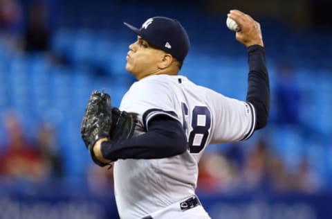 TORONTO, ON – SEPTEMBER 15: Dellin Betances #68 of the New York Yankees delivers a pitch in the fourth inning during a MLB game against the Toronto Blue Jays at Rogers Centre on September 15, 2019 in Toronto, Canada. (Photo by Vaughn Ridley/Getty Images)