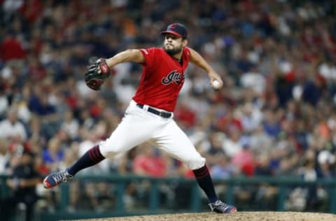 CLEVELAND, OH – SEPTEMBER 21: Brad Hand #33 of the Cleveland Indians pitches against the Philadelphia Phillies during the sixth inning at Progressive Field on September 21, 2019 in Cleveland, Ohio. The Phillies defeated the Indians 9-4. (Photo by David Maxwell/Getty Images)