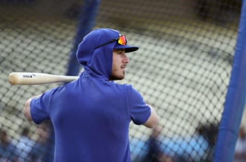 LOS ANGELES, CALIFORNIA – OCTOBER 04: Cody Bellinger #35 of the Los Angeles Dodgers takes batting practice before game two of the National League Division Series against the Washington Nationals at Dodger Stadium on October 04, 2019 in Los Angeles, California. (Photo by Sean M. Haffey/Getty Images)