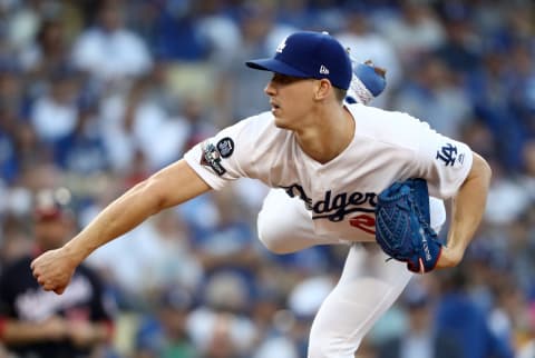 LOS ANGELES, CALIFORNIA – OCTOBER 09: Starting pitcher Walker Buehler #21 of the Los Angeles Dodgers delivers in the first inning of game five of the National League Division Series against the Washington Nationals at Dodger Stadium on October 09, 2019 in Los Angeles, California. (Photo by Sean M. Haffey/Getty Images)