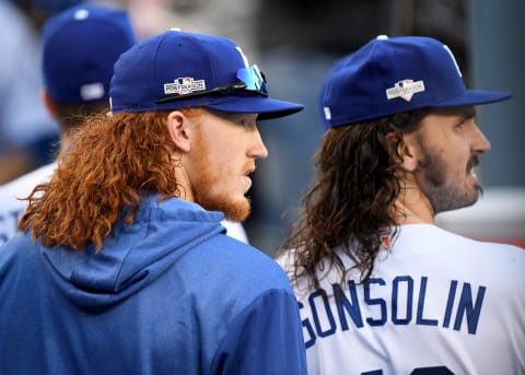 Dustin May and Tony Gonsolin, Los Angeles Dodgers (Photo by Harry How/Getty Images)