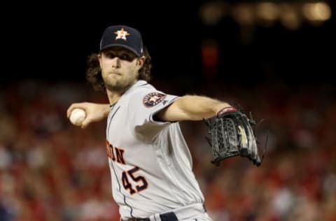 WASHINGTON, DC – OCTOBER 27: Gerrit Cole #45 of the Houston Astros delivers the pitch against the Washington Nationals during the first inning in Game Five of the 2019 World Series at Nationals Park on October 27, 2019 in Washington, DC. (Photo by Patrick Smith/Getty Images)