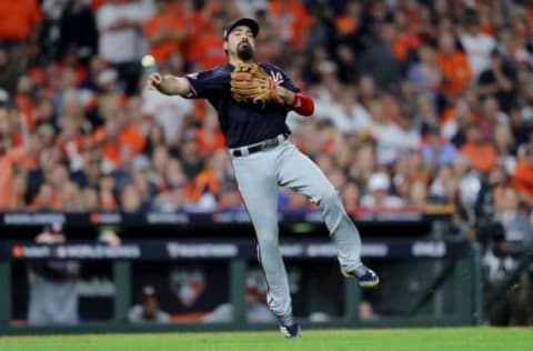 HOUSTON, TEXAS – OCTOBER 29: Anthony Rendon #6 of the Washington Nationals throws out the runner against the Houston Astros during the eighth inning in Game Six of the 2019 World Series at Minute Maid Park on October 29, 2019 in Houston, Texas. (Photo by Elsa/Getty Images)