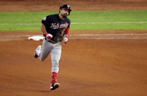 HOUSTON, TEXAS – OCTOBER 30: Anthony Rendon #6 of the Washington Nationals hits a solo home run against the Houston Astros during the seventh inning in Game Seven of the 2019 World Series at Minute Maid Park on October 30, 2019 in Houston, Texas. (Photo by Tim Warner/Getty Images)