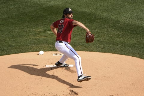 SCOTTSDALE, ARIZONA – FEBRUARY 23: Robbie Ray #38 of the Arizona Diamondbacks delivers a pitch in the first inning against the Oakland Athletics at Salt River Fields at Talking Stick on February 23, 2020 in Scottsdale, Arizona. (Photo by Jennifer Stewart/Getty Images)