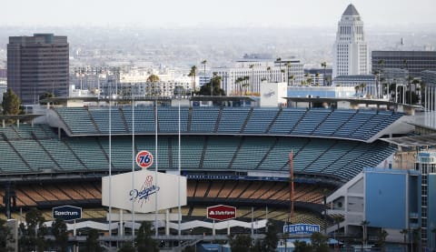 Dodgers Stadium is under renovation. (Photo by Mario Tama/Getty Images)