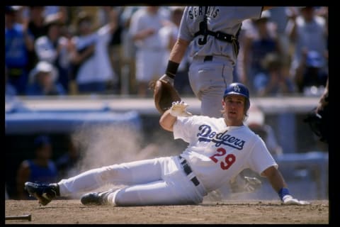 31 Jul 1994: Pitcher Tim Wallach of the Los Angeles Dodgers in action during a game against the Houston Astros at Dodger Stadium in Los Angeles, California. (Jed Jacobsohn /Allsport)