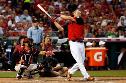 CINCINNATI, OH – JULY 13: National League All-Star Joc Pederson #31 Los Angeles Dodgers bats during the Gillette Home Run Derby presented by Head & Shoulders at the Great American Ball Park on July 13, 2015 in Cincinnati, Ohio. (Photo by Rob Carr/Getty Images)