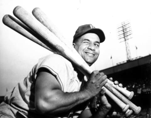 NEW YORK, NY – 1953: Brooklyn Dodger catcher Roy Campanella poses for a photograph in 1953 in the Polo Grounds in New York City. (Photo Reproduction by Transcendental Graphics/Getty Images)